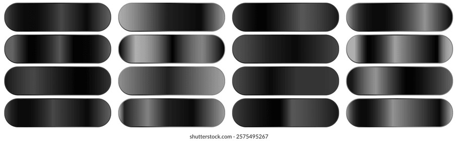 black metal gradient. Big set of silver and black gradients.