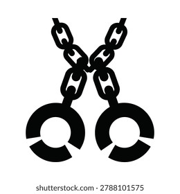 Black metal handcuffs with chains icon handcuffs prisoner detention security