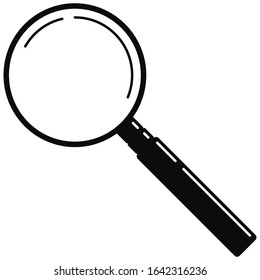 Black metal magnifying glass web icon isolated on white background. Simple search loupe with black handle. Business investigation illustration. Vector modern design magnifying glass logo for zoom tool