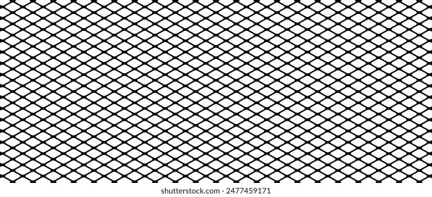 Black metal mesh seamless pattern vector illustration. Metal grid pattern. Silhouette Steel wire Chain link Fence Pattern.