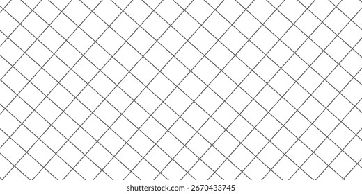 Ilustração de vetor de padrão sem costura de malha de metal preto. Padrão de grade metálica. Padrão de cerca de ligação de fio de aço de silhueta. Grade, malha, plano de fundo reticulado com losango, formas de diamante.