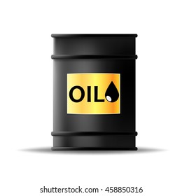 black metal oil barrel on white background. Vector illustration
