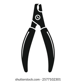 Black metal pet nail clippers isolated on a white background, an essential tool for grooming