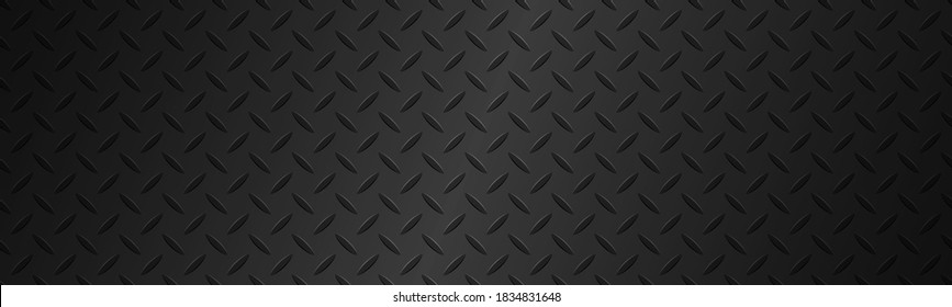 Black metal plate texture header. Stainless steel background with gradient. Modern vector illustration banner