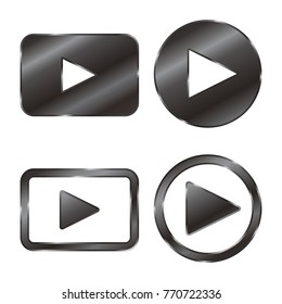 Black metal play button icon vector