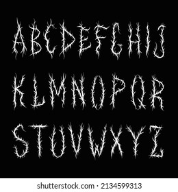 Black metal quote,font,abcmalphabet,trendy style letters.Vector hand drawn illustration.Black,death,doom metal abstract letters, acid fashion,trippy style print for t-shirt,poster concept