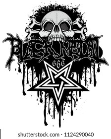 black metal sign with goat skull, grunge vintage design t shirts