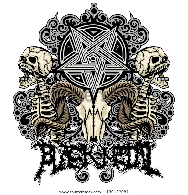 Black Metal Sign Skull Pentagram Grunge Stock Vector (Royalty Free ...