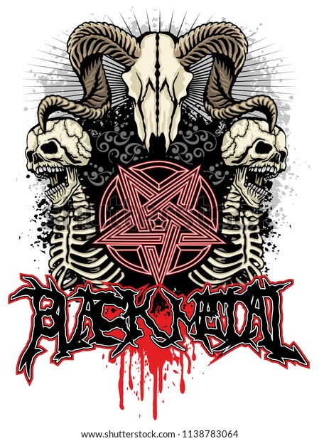 Black Metal Sign Skull Pentagram Grunge Stock Vector (Royalty Free ...