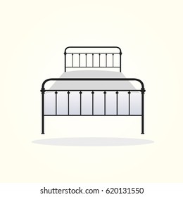 black metal single bed vector