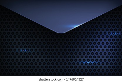 Black metal texture background vector. Realistic overlap layer on metallic background with light effect. 