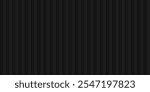 Black metal texture panel background. Abstract gray vertical wall, roof, siding, facade, fence. Modern dark banner with empty place for advertising or product display. Realistic vector illustration.