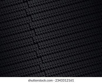 Black metal texture steel background. Luxurious steel ornament. Perforated metal sheet.
