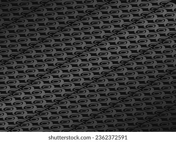 Black metal texture steel background. Luxurious steel ornament. Perforated metal sheet.