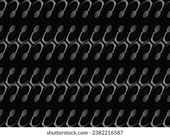 Black metal texture steel background. Luxurious steel ornament. Perforated metal sheet.