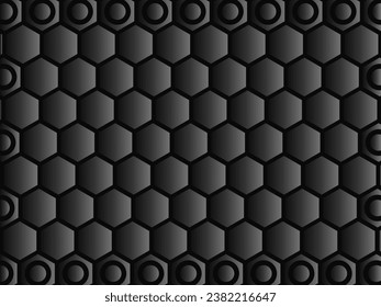 Black metal texture steel background. Luxurious steel ornament. Perforated metal sheet.
