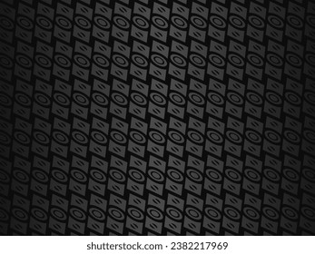 Black metal texture steel background. Luxurious steel ornament. Perforated metal sheet.