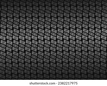 Black metal texture steel background. Luxurious steel ornament. Perforated metal sheet.