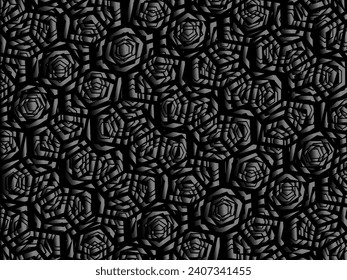 Black metal texture steel background hexagon pattern. Perforated metal sheet.