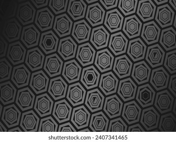 Black metal texture steel background hexagon pattern. Perforated metal sheet.