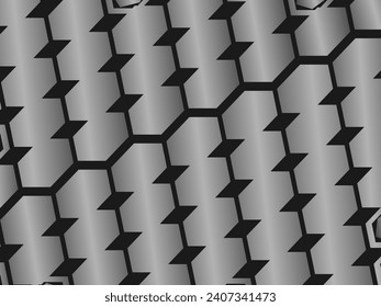 Black metal texture steel background hexagon pattern. Perforated metal sheet.