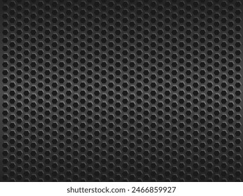 Black metal texture steel background. Perforated metal sheet.