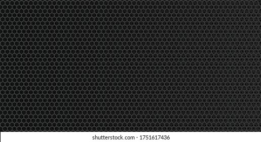 Black metal texture steel background.Black hexagon grid background.
