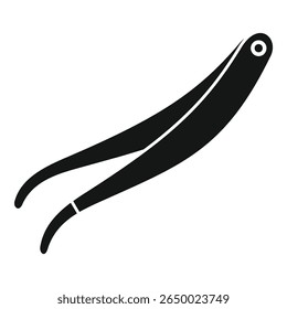 Pinça de metal preto para correção de sobrancelha deitado ícone diagonalmente em estilo simples isolado no fundo branco