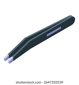 Pinça de metal preto para modelagem de sobrancelha deitada sobre um fundo branco