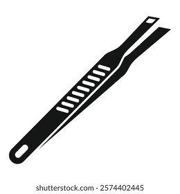 Black metal tweezers icon in simple style isolated on white background