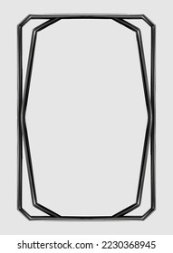 Black metal vertical frame. Vector drawing.  Layout of a framed photo. Vertical modern frame. Blank photo frame a4 isolated on background. Frame for posters and photos. Vector