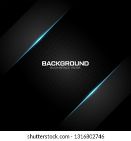 Black metallic background with blue shiny