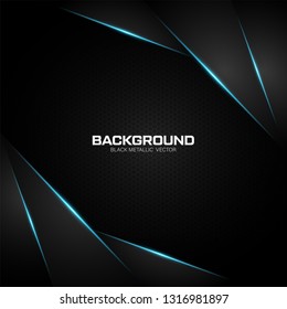 Black metallic background with blue shiny