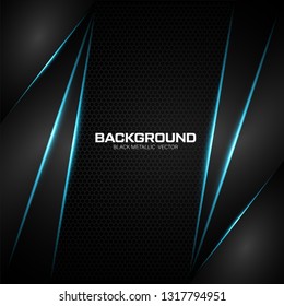 Black metallic background with blue shiny