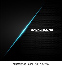 Black metallic background with blue shiny