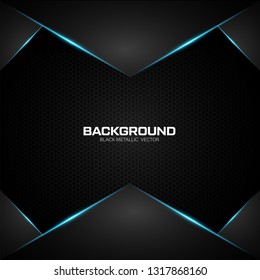 Black metallic background with blue shiny