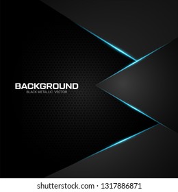 Black metallic background with blue shiny