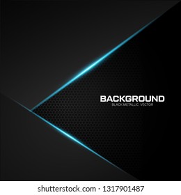 Black metallic background with blue shiny