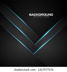 Black metallic background with blue shiny