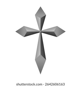 Black metallic cross christian icon vector design