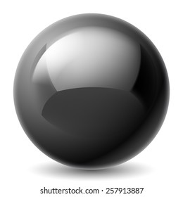 Black metallic sphere isolated on white background
