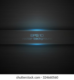 Black metallic texture with blue neon lights. Vector background