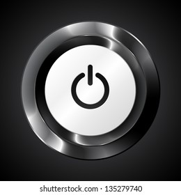 Black metallic vector power button