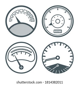 Black meter icons set isolated on white background