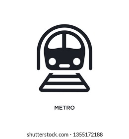 black metro isolated vector icon. simple element illustration from transportation concept vector icons. metro editable logo symbol design on white background. can be use for web and mobile
