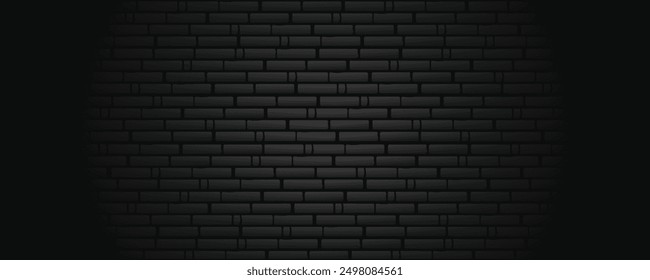 Azulejos de metro negro de fondo sin fisuras. Patrón Horizontal de ladrillo de metro para Ilustración vectorial de cocina, baño o arquitectura al aire libre. Material de azulejos de diseño interior de edificio brillante.
