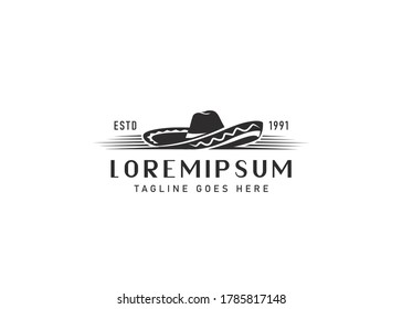 Black Mexican Hat Sombrero vintage logo design inspiration