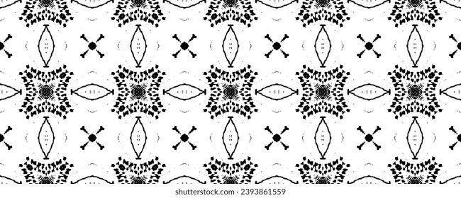 Black Mexican Pattern. Black Dark Doodle Textile. Abstract Ink Pattern. Simple Ethnic Batik. Seamless Art Vector. Tribal Art Vector. Ethnic Hand Print. Dark Native Scribble. Stripe Boho Ornament.