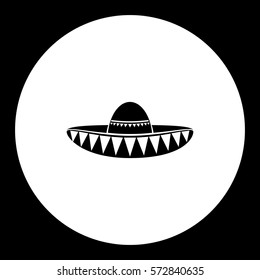 black mexican sombrero hat simple icon eps10