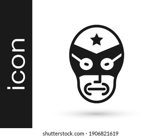 Black Mexican wrestler icon isolated on white background.  Vector